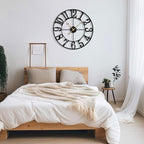Large Wall Clock for Living Room Decor - 40cm/ 16 Inches Silent Non-Ticking Metal Wall Clocks Battery Operated, Vintage Decorative Modern Wall Clock for Bedroom, Office, Farmhouse Decor