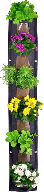 Hanging Planter Bags, Vertical Garden Planting Wall Gardening Grow Bag, 6 Pockets Large Wall Planter - Indoor Outdoor Plants Flowers Herbs, Waterproof Reusable
