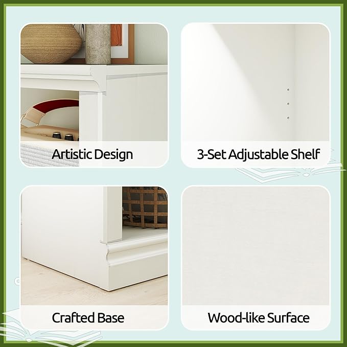 70-Inch Tall White Bookcase, 5 Tiers Shelves Open Storage Bookshelf, 33 in Wide Anti Tipping Indoor Furniture, Book Cases for Home Library Office Bedroom School