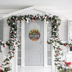 Interchangeable Welcome Sign for Front Door with 14 Changeable Icons, Farmhouse Front Porch Decor Rustic Wooden Wall Sign with 12 LED Lights, Outdoor Seasonal Welcome Home Decorations (Wood home1)