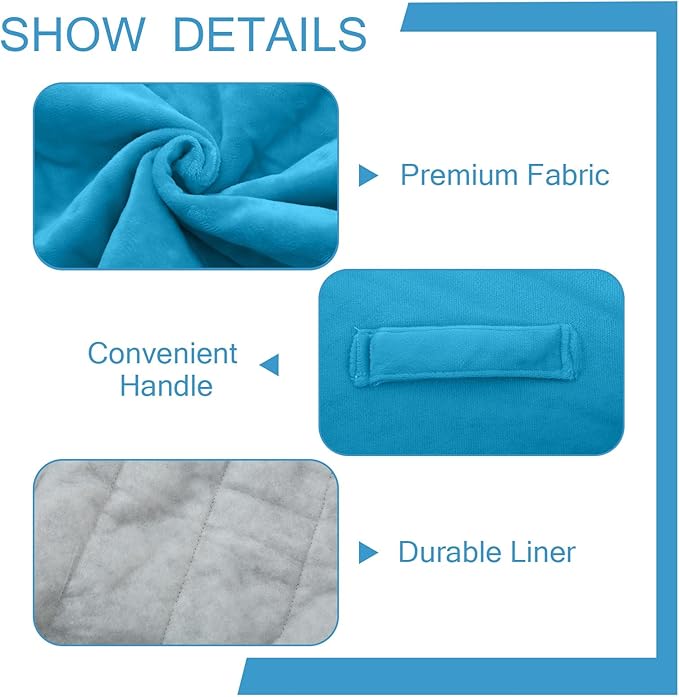 MeMoreCool Square Stuffed Pouf Ottoman Foot Rest, Floor Pouf Foot Stool with Foam Chunk Filling, Soft Stuffed Ottoman Footrest for Living Room, Blue