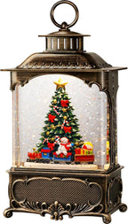 Christmas Tree Snow Globe Lantern Christmas Decorations Gifts Auto Snowfall Glitter Music Collection Snowman Train Candy Cane with 6H Timer USB/Battery Powered 10.2 inch