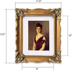 Vintage 8x10 Picture Frame with Embossed Flower, Ornate Gold Frame for 8x10 or 5x7 Photos with White Mat, Antique Photo Frame for Tabletop & Wall Hanging (Bronze)