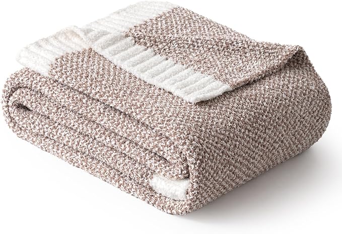 MIULEE Super Soft Throw Blanket for Couch, Taupe Cozy Fluffy Warm Blankets Lightweight Knit Throw Blankets for Sofa, Bed, Chair, Living Room, Camping, Picnic, 60 x 80 inch