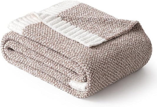 MIULEE Taupe Super Soft Throw Blanket for Couch, Cozy Fluffy Warm Throws Knit Blankets for Sofa, Bed, Chair, Living Room, Camping, Picnic, 50 x 60 inch