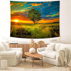 Delur Sunset Tree of Life Tapestry Forest Nature Landscape Wall Hanging Tapestry Scenic Tree Woodland Natural Sunrise Headboard for Bedroom Living Room Home Decor (59.1" x 78.7")