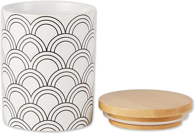 DII Kitchen Ceramics Collection, Canister Set, Mixed Print, White/Black, 3 Piece
