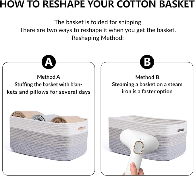 Large Storage Baskets for Shelves, Closet Organizers Bins for Clothes Blanket Towels, Baby Nursery, Toy Baskets Box, Woven Rope Baskets, 17 x 13 x 7.5”, 3 Packs Gradient Grey