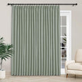Macochico Extra Wide Full Blackout Linen Curtains for Sliding Door Fog Green Pinch Pleated Linen Curtains 96 Inches Long for Bedroom Living Room Farmhouse with Tieback 120”Wx96”L 1 Panel