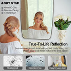 ANDY STAR Brushed Nickel Mirror, 30x48’’ Brushed Nickel Bathroom Oval Mirror with Stainless Steel Metal Frame, Silver Oblong Mirrors Wall Mounted for Bedroom, Living Room Decor