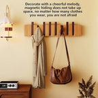 Wall Mounted Piano Key Hanger | Flip Style Hook | Entrance Wall Art Hook, Made of Oak Wood (3 Times Painted, 4 Times Polished) (Walnut-Beech, 6Hooks)