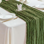 Sioloc 5 Pack Moss Green Cheesecloth Table Runner Fall Autumn Decor for Home 10ft Table Cloth for Tea Wedding Birthday Party Baby Bridal Shower Halloween Thanksgiving