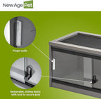New Age Pet ECOFLEX 24-Inch Mojave Reptile Lounge in Grey - Durable Wood Plastic Composite Habitat with Ventilated Side Panels, Removable Sliding Glass Doors, and Mesh Screen Top