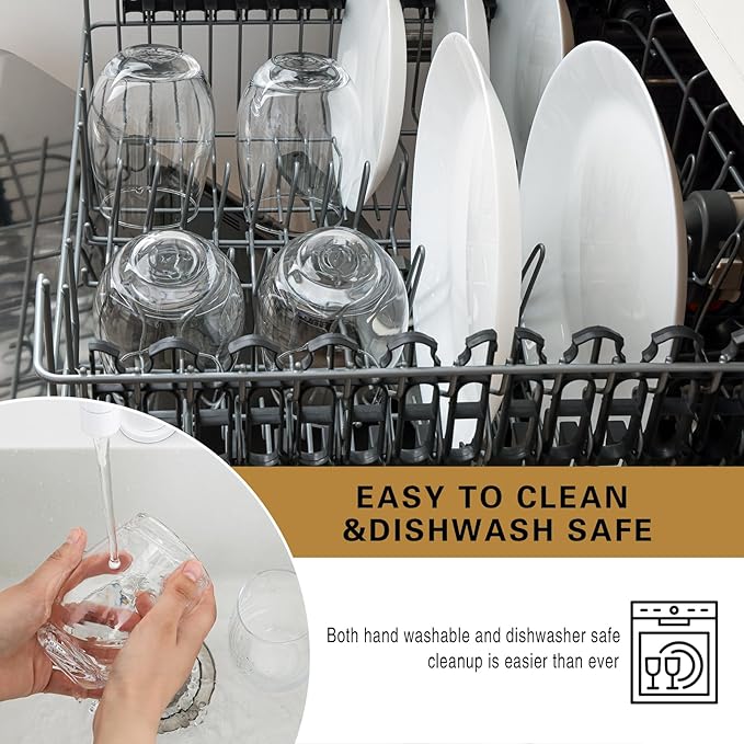 Stemless Wine Glasses Set of 8, 18 Ounces Red & White Wine Glasses for Party, Lead-free, Ideal Wine Accessories Gift (Clear)