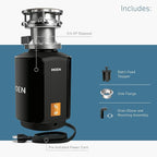 Moen Host Series Garbage Disposal for Kitchen Sink with Power Cord, Control Activation, Sound Reduction, GXB75C