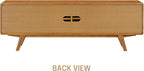 NTC Sapa Mid-Century Modern Solid Wood TV Stand 4-Door Media Console with Carved Geometric Fronts for TVs up to 75", Effortless Assembly, Teak Look