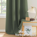 H.VERSAILTEX Blackout Curtains for Bedroom Thermal Insulated Room Darkening Living Room Curtains 72 Inch Long Grommet Privacy Protection Window Curtain Panels for Nursery, 2 Panels, Bronze Green