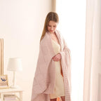 CozeCube Check Knit Throw Blanket, Pink Checkered Throw for Couch, Decorative Christmas Soft Cozy Warm Knitted Blanket for Bed Sofa Living Room, 50"X60"