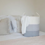 OrganiHaus Gray Nursery Laundry Basket 15x18 | Farmhouse Hamper Basket | Extra Large Storage Basket | Blanket Basket for Living Room | Baby Laundry Hamper | Toy Basket for Kids | Soft Pillow Basket