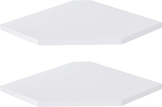 Corner Shelf Wall Mount, Floating Corner Shelves, Set of 2 Corner Wall Shelf Organizer, Rustic Wood Wall Storage Display Shelves for Living Room Bedroom Bathroom Kitchen, Rustic White