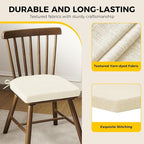 downluxe Indoor Chair Cushions for Dining Chairs, Soft and Comfortable Textured Foam Kitchen Chair Pads with Ties and Non-Slip Backing, 16" x 16" x 2", Beige, 4 Pack