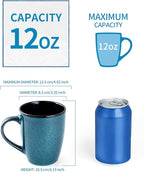 Ceramic Coffee Mugs 12oz, Set of 6 - Large With Handle for Men, Women, Dad, Mom - Modern Cups for Tea, Latte, Cappuccino, Cocoa (6 Pack)