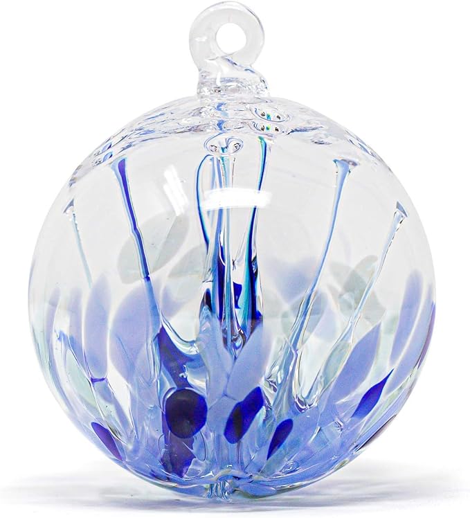 Luke Adams Handmade Glass Gazing Balls for Garden on Clearance – Hand Blown Glass Gazing Ball for Yard Décor – Decorative Garden Globe Raindrop (Blue)