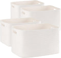 4 Pack Storage Baskets for Organizing, Woven Baskets for Shelves - Perfect for Toys, Books, Towels, and Clothes, Durable Gift Basket Bins Toy Storage, 12.7''L x9''W x7.8''H, White