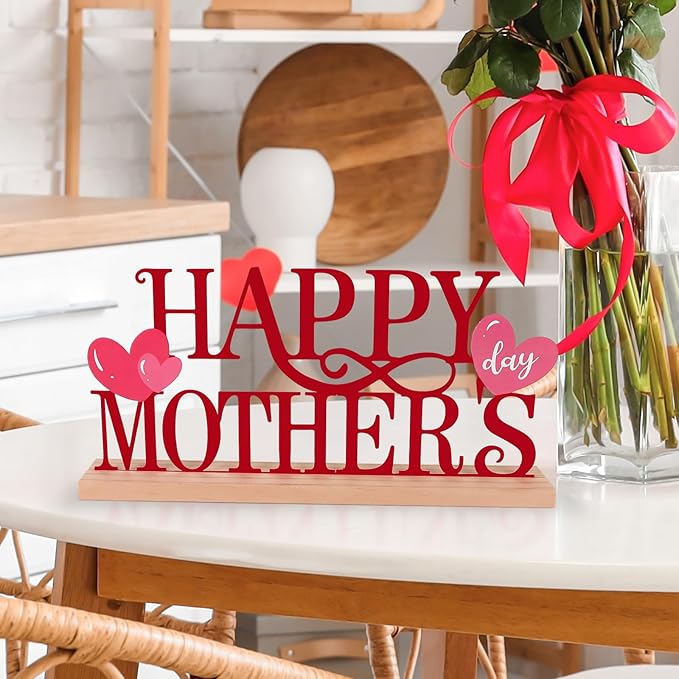 COCHIE Metal Happy Mother's Day Sign, Mothers Day Decorations for Home, Shelf, Mantel, Indoor, Mothers Day Gifts for Mom from Daughter Son, Mother Day Table Top Party Decoration (Mother's Day)