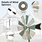 Viveta Wind Spinners Outdoor,13”Kinetic Wind Spinner Metal Vintage Windmill for Outdoor Garden Patio Yard Decor,Green