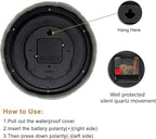 eYotto 10 Inch Small Indoor/Outdoor Waterproof Wall Clock with Thermometer Silent Non-Ticking Battery Operated Wall Clocks Weatherproof for Patio, Pool, Garden, Lanai, Fence, Porch, Deck, Bathroom
