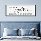 SRSZHIYUE And So Together They Built A Life They Loved Above Bed Sign Wall Decor Art 40"×15" for Master Bedroom Over Bed Large Wood Framed Wall Hanging (Black)