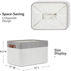DULLEMELO Storage Baskets for Organizing, Shelves,Bedroom, Decorative Storage Bins with Leather Handles, Fabric Storage Basket for Office, Toys(3-Pack Medium-15 inch X 11 inch X 9.5 inch , Grey&White)