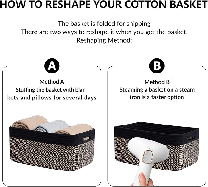 Large Storage Baskets for Organizing, Closet Shelf Baskets for Clothes Blanket Towels, Baby Nursery, Toy Bins Box, Woven Rope Baskets, 17 x 13 x 7.5”, 4 Packs Woven Brown