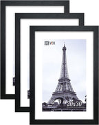 VCK Poster Frames 20x30 Black 3-Pack, Solid Wood Picture Frames for Wall Mounting Hanging Art and Puzzle Frame