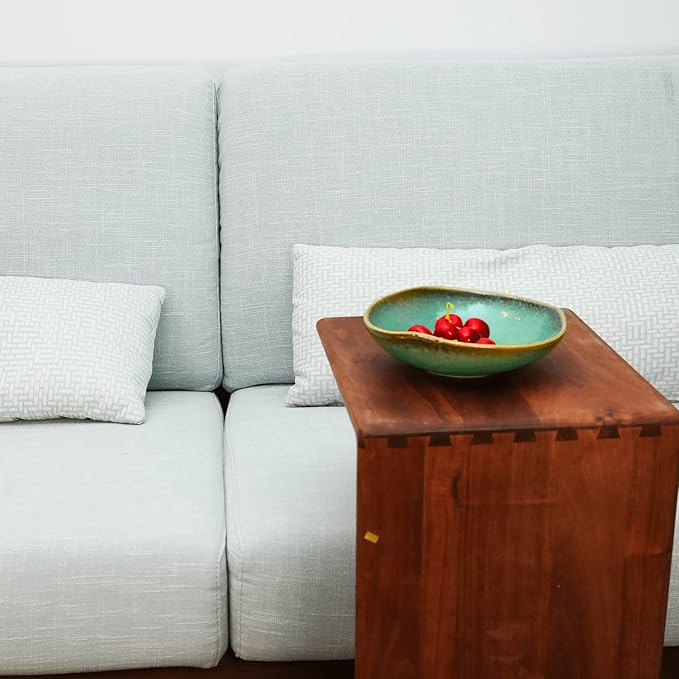 Ceramic Decorative Bowl with Green Glaze, 8'' Small Candy Bowl, Key Dish for Entryway Table, Home Decor Accent, Trinket Tray Holder for Nightstand Ring Gift (8'' Green)