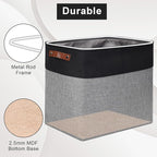 Large Fabric Storage Baskets | 50L Storage Bins, Decorative Linen Closet Baskets with Handles for Organizing, Shelf, Toys, Clothes, Home, Office, Nursery, 17x12x15Inches (Gray&Black)