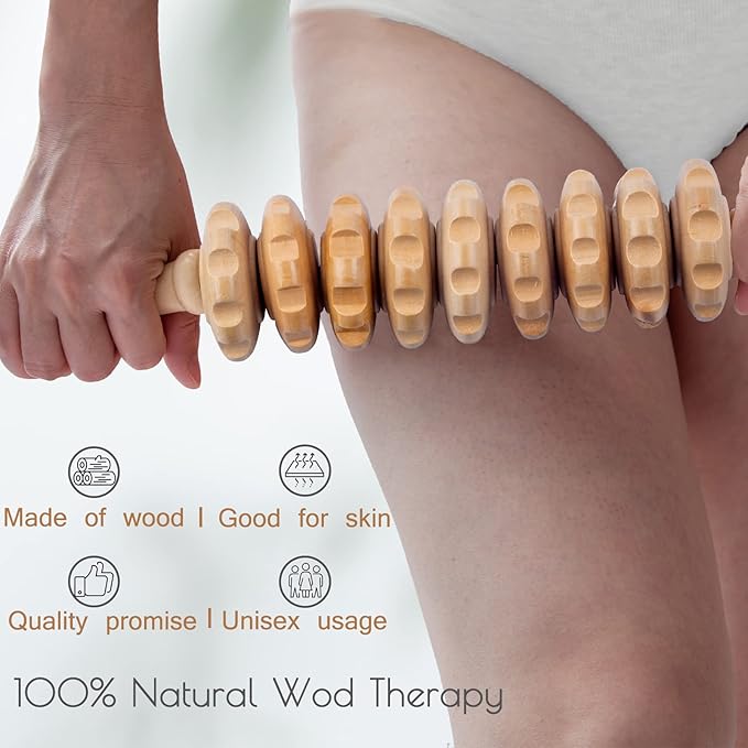 2pcs Wooden Massage Roller Wood Therapy Massage Tools Body Shaping，Anti Cellulite Wood Roller Masssager，Manuel Wooden Fascia Massage Roller，Wood Body Sculpting Tools，Wood Body Massage Roller