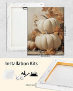 Farmhouse Autumn Pumpkin Wall Art Decor, Rustic Fall Canvas Prints Framed for Living Room Kitchen Dining Room, Thanksgiving Decorations and Cozy Fall Wall Art Picture, Ready to Hang