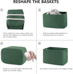 4 Pack Storage Baskets for Organizing, Woven Baskets for Shelves - Perfect for Toys, Books, Towels, and Clothes, Durable Gift Basket Bins Toy Storage, 12.7''L x9''W x7.8''H, Green