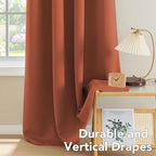 H.VERSAILTEX Ultra Soft Blackout Curtains for Bedroom Living Room, Extra Long Room Darkening Drapes Thermal Insulated Grommet Top Blackout Draperies for Patio Door (52 by 108 Inch, Orange, Set of 2)