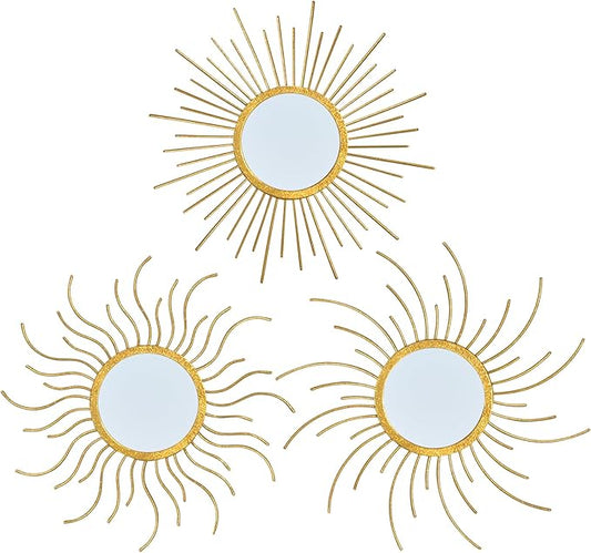 Mirror Decor Sunburst Mirrors Metal Sun Mirror Wall Decor Wall Mirror Home Decorative Wall Art for Living Room Bedroom Entryway
