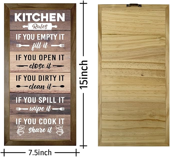 Kitchen Decor Wall, Rustic Kitchen Decorations, Kitchen Frame Décor, Kitchen Rules Sign, Kitchen Wall Décor, Kitchen Decor and Accessories, Farmhouse Kitchen Frame Sign, Rustic Kitchen Door Rules Sign