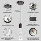 OKELI Modern Pendant Light,3Color LED Bubble Crystal Island Light Fixtures,Black Mini Pendant Lighting for Kitchen Island,Bar,6W,3000-6000K,ETL