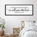 As For Me And My House We Will Serve The Lord Framed Wall Art, 40''×15'' Vintage Positive Religious Rustic Bible Verse for Christian God Jesus Christ Prayer, Horizontal Holy Catholic Scripture Decor