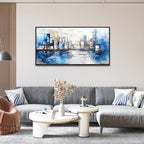 ZUITINGHUA Black Framed Canvas Wall Art For Living Room Wall Decor For Bedroom Office Wall Decorations Blue Landscape Paintings Abstraction Pictures Artwork Room Aesthetic Home Decor 20x40 In