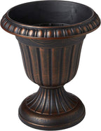 PL10CP Classic Traditional Plastic Urn Planter Indoor/Outdoor, 15" x 13", Brushed Copper