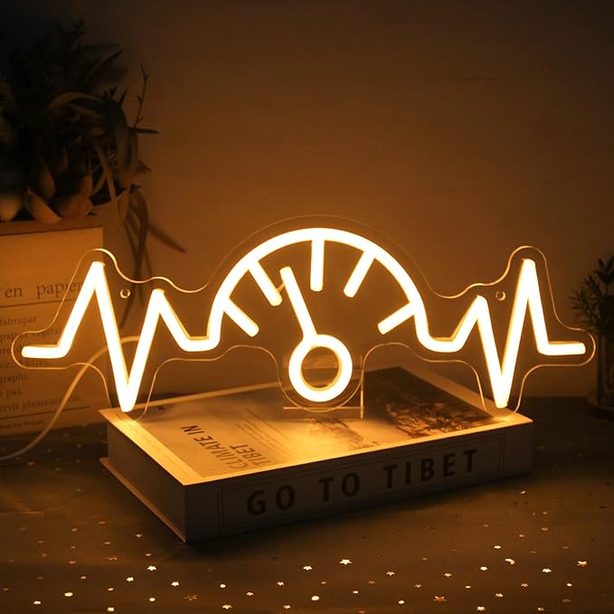 Car Dashboard Neon Sign Garage Neon Signs for Man Cave Automobile Speedometer Neon Light Orange LED Car Neon Lights Signs for Garage Man Cave Auto Repair Shop Game Room Party Decor