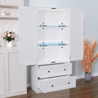 64.2" Tall White Kitchen Pantry, Storage Cabinet with Doors and Drawers, Freestanding Wooden Organizer for Kitchen, Dining Room