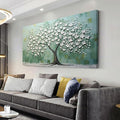 LASMOND Turquoise Tree of Life Wall Art for Living Room Canvas Prints Artwork Modern Abstract Bedroom Office Painting Decor (46x23 Inches)